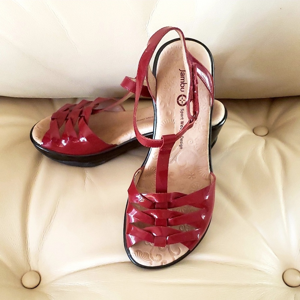 Jambu sport wedge Red patent leather